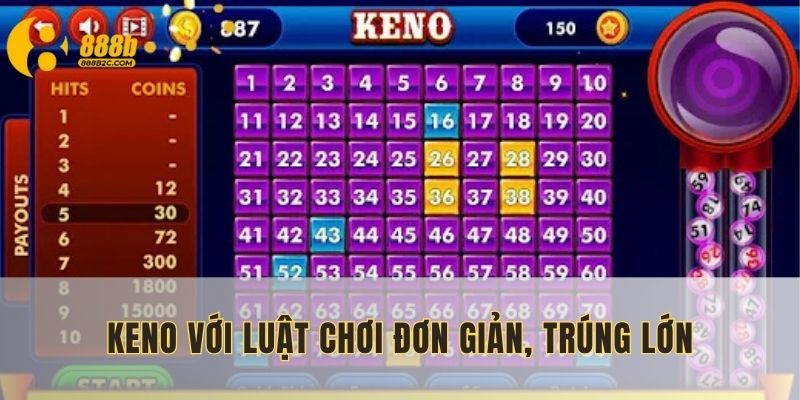 Luật chơi xổ số 888B Keno đơn giản, thú vị